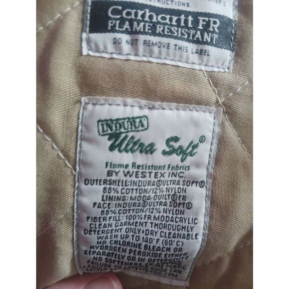 Carhartt FR flame resistant double closure snap and zip brown Detroit style made - Picture 4 of 6